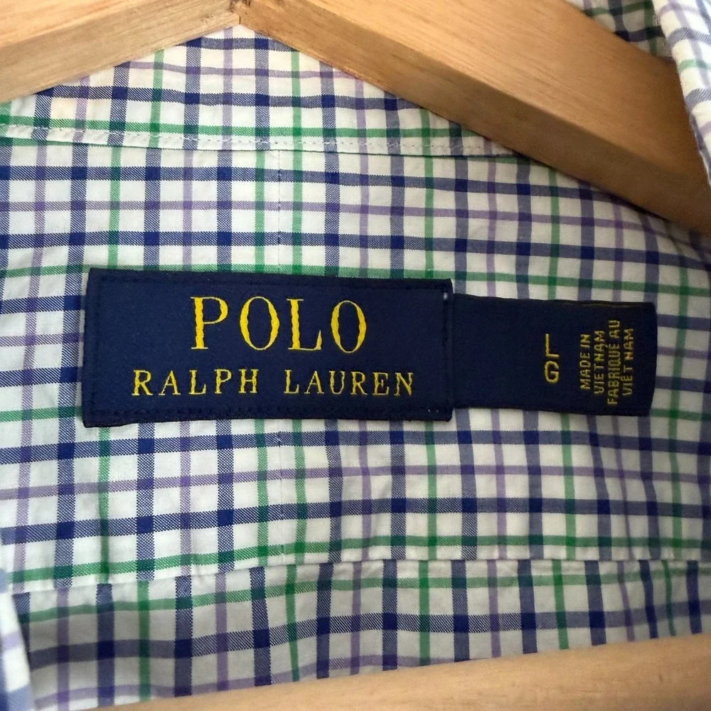 Polo Ralph Lauren Shirt Button Up Mens Large Classic Fit Check Plaid